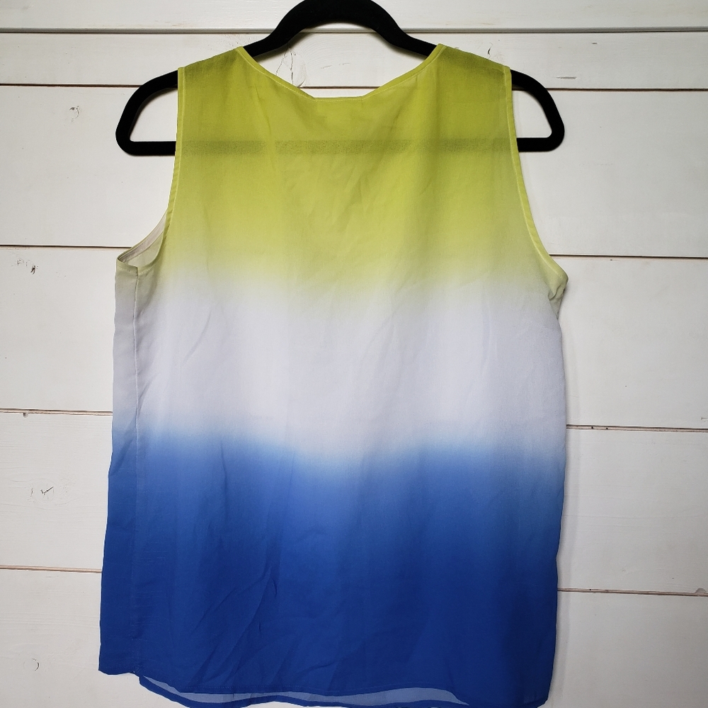 3/$20 Liz Claiborne sheer ombre womens flowy sleeveless tank top Petite, sz L - Picture 6 of 10
